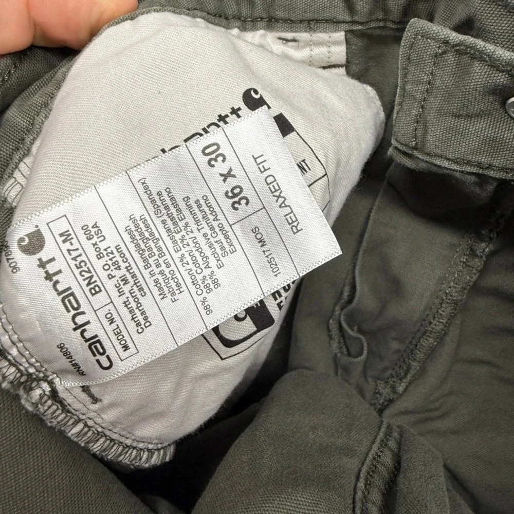 Carhartt Pants Mens 36x30 fits 34x28 Green Relaxed Fit Workwear Utility Canvas